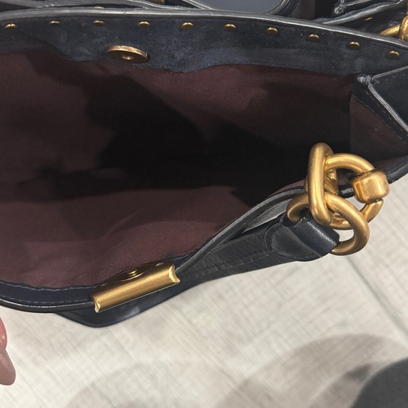 Navy Studded Leather Handbag - Picture 6 of 6